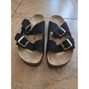 Birkenstock Arizona Shimmering Black Suede Sandals - EU 41 - Women's 10-10.5